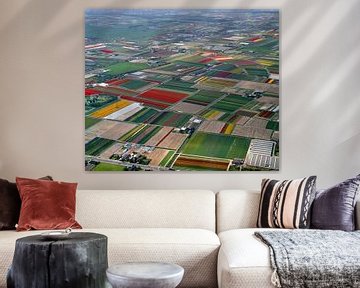 Historic 1986 aerial view of bulb fields in Lisse by Frans Rombout