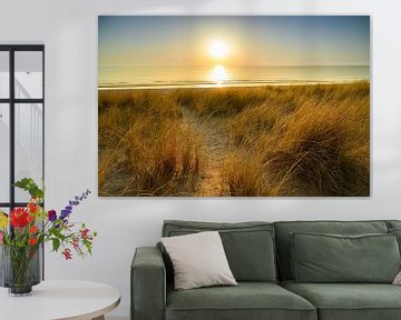 Zonsondergang in de duinen van het Noordzeestrand van Sjoerd van der Wal Fotografie