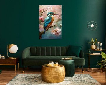 IJsvogel met bloesem van Brigitta Meijer