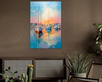 Haven met zeilboten van Brigitta Meijer