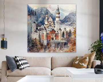 Kasteel Neuschwanstein Winter Bergen Sneeuw Romantisch van gm_designs