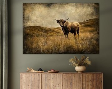 Vintage landschap met hooglander van Imperial Art House