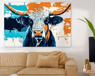 Kleurrijke stierenkop op doek van Imperial Art House