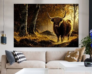 Schotse hooglander in herfstbos van Imperial Art House