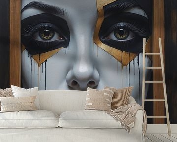 Mosaik design in schwar-gold