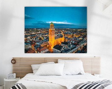 Zwolle Peperbus in de binnenstad tijdens zonsondergang van Sjoerd van der Wal Fotografie