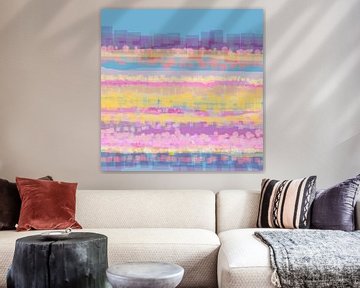 Geometrisch landschap met cirkels en vierkanten 1 van Claudia Gründler