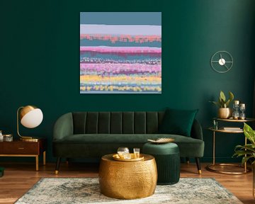 Geometrisch landschap met cirkels en vierkanten 2 van Claudia Gründler