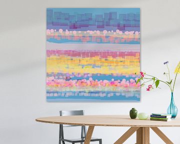 Geometrisch landschap met cirkels en vierkanten 11 van Claudia Gründler