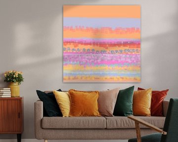 Geometrisch landschap met cirkels en vierkanten 22 van Claudia Gründler