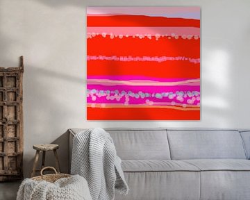 Geometrisch landschap met lijnen en cirkels444 van Claudia Gründler