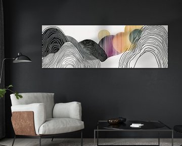 Modern lines in earthy arches abstract panorama by Digitale Schilderijen