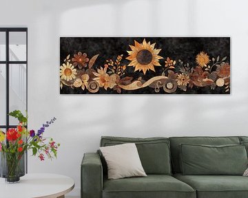 Zomerbloemen in retro stijl panorama