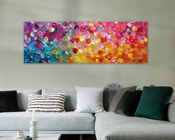 Kleurexplosie van kristallen in abstract mozaïek van Digitale Schilderijen