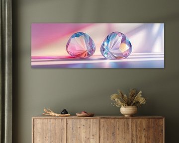 Stijlvolle kristallen in pastel als moderne muurkunst panorama van Digitale Schilderijen