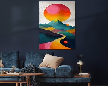 Texture du paysage du soleil de montagne sur Art Kingdom