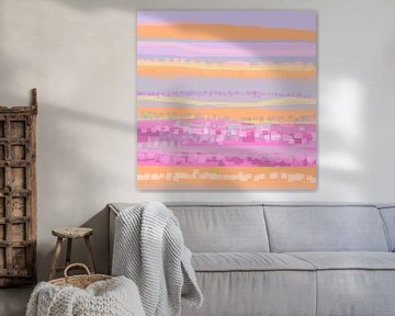 Geometrisch landschap met rechthoeken en cirkels 1 van Claudia Gründler