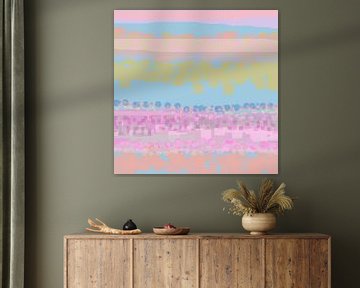 Geometrisch landschap met rechthoeken en cirkels 3 van Claudia Gründler