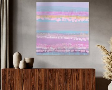 Geometrisch landschap met rechthoeken en cirkels 4 van Claudia Gründler