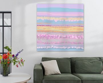 Geometrisch landschap met rechthoeken en cirkels 11 van Claudia Gründler