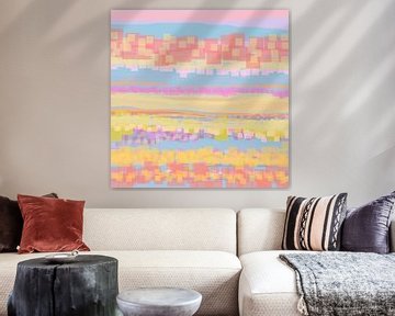 Geometrisch landschap met rechthoeken en cirkels 22 van Claudia Gründler