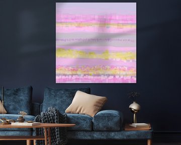 Geometrisch landschap met rechthoeken en cirkels 44 van Claudia Gründler