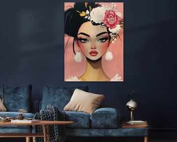 Kleurrijk modern portret van Carla Van Iersel