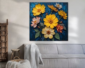 Yellow Lily Bloem schilderij van ComfortQ