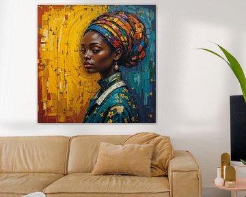 The look - Afrikaanse vrouw schilderij 1.7 van ComfortQ