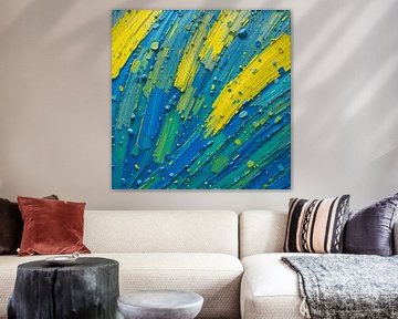 Geel Strook minimalist Schilderij van ComfortQ