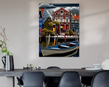 Amsterdam canal boat canal houses colours alive by gm_designs