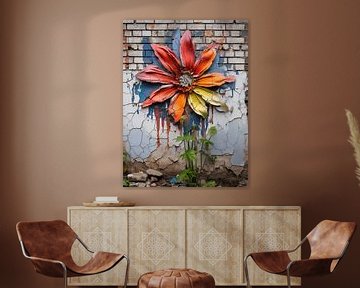 Muur graffiti bloem kleurrijk scheuren verval stedelijke kunst dynamiek van gm_designs