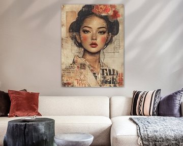 Asiatisches Mädchen, moderne Collage