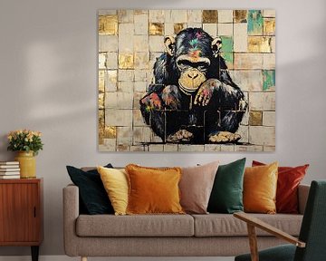 Chimpansee Reflectie van Blikvanger Schilderijen
