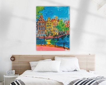 Schilderij Amsterdam van Abstract Schilderij