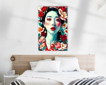 Geisha orientalische Frau mit Blumen von Egon Zitter