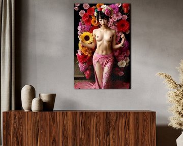 Geisha orientalische Frau mit Blumen von Egon Zitter