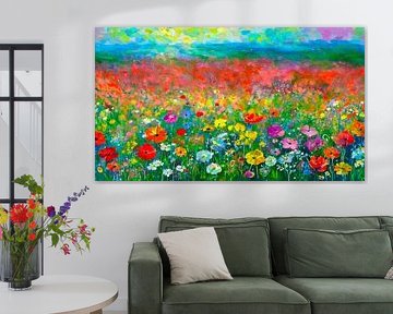 Champ de fleurs d'été sur Studio Pieternel
