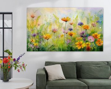 Lente! Wilde bloemen in de border. van Studio Pieternel
