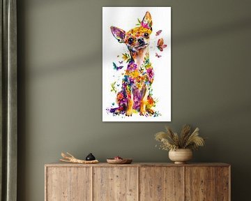 Chihuahua, Bloemen en Vlinders van Preet Lambon