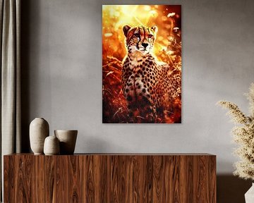 Cheetah in golden sunlight by Art & Soul Creations
