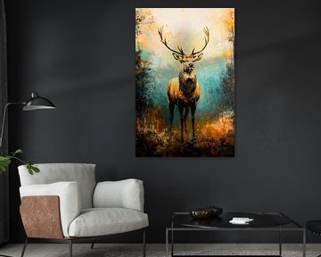 Beau cerf dans un paysage de forêt sur Imperial Art House