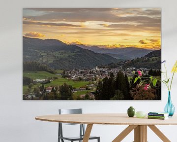 Sunset in autumn with a view of Oberstaufen