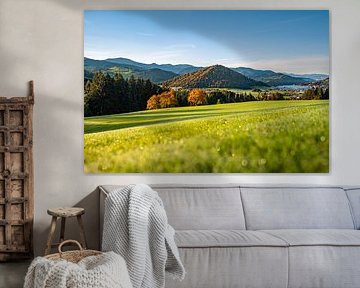 First rays of sunshine in autumn with a view of the Hochgrat, Staufen and Oberstaufen by Leo Schindzielorz