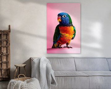 Kleurrijke papegaai tegen roze achtergrond van Imperial Art House