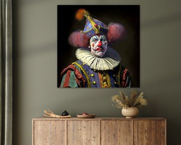 Oude Meester Clown Portret Barok Kostuum Expressie van gm_designs