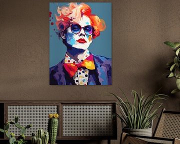 Pop Art Portret Clown Man Kleuren Mode Bril Grafisch van gm_designs