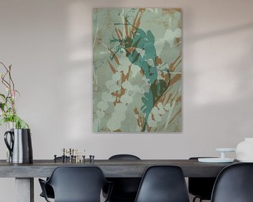 Botanisch goud en munt - moderne minimalistische kunst met retro tintje van Dina Dankers