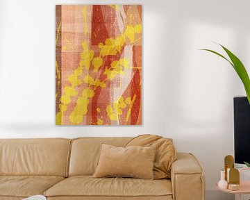 Gele bloesem. Abstract retro botanisch. van Dina Dankers