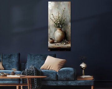 Modern Bloemen Schilderij | Chronicles of Silent Blossoms van Kunst Kriebels